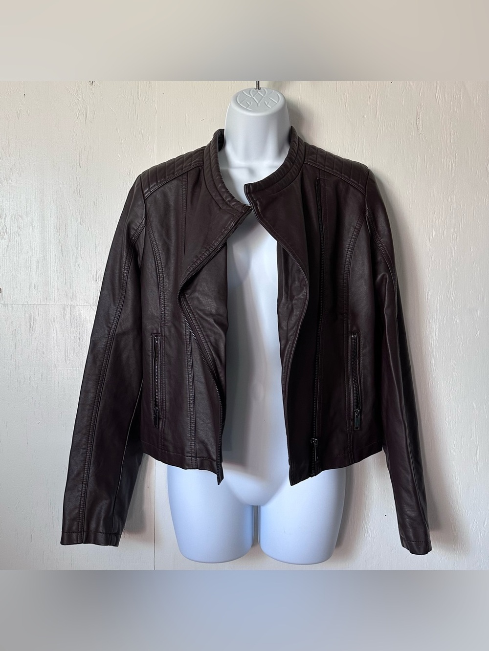 Simply Styled by Sears Women's Brown Faux Leather Moto Jacket
